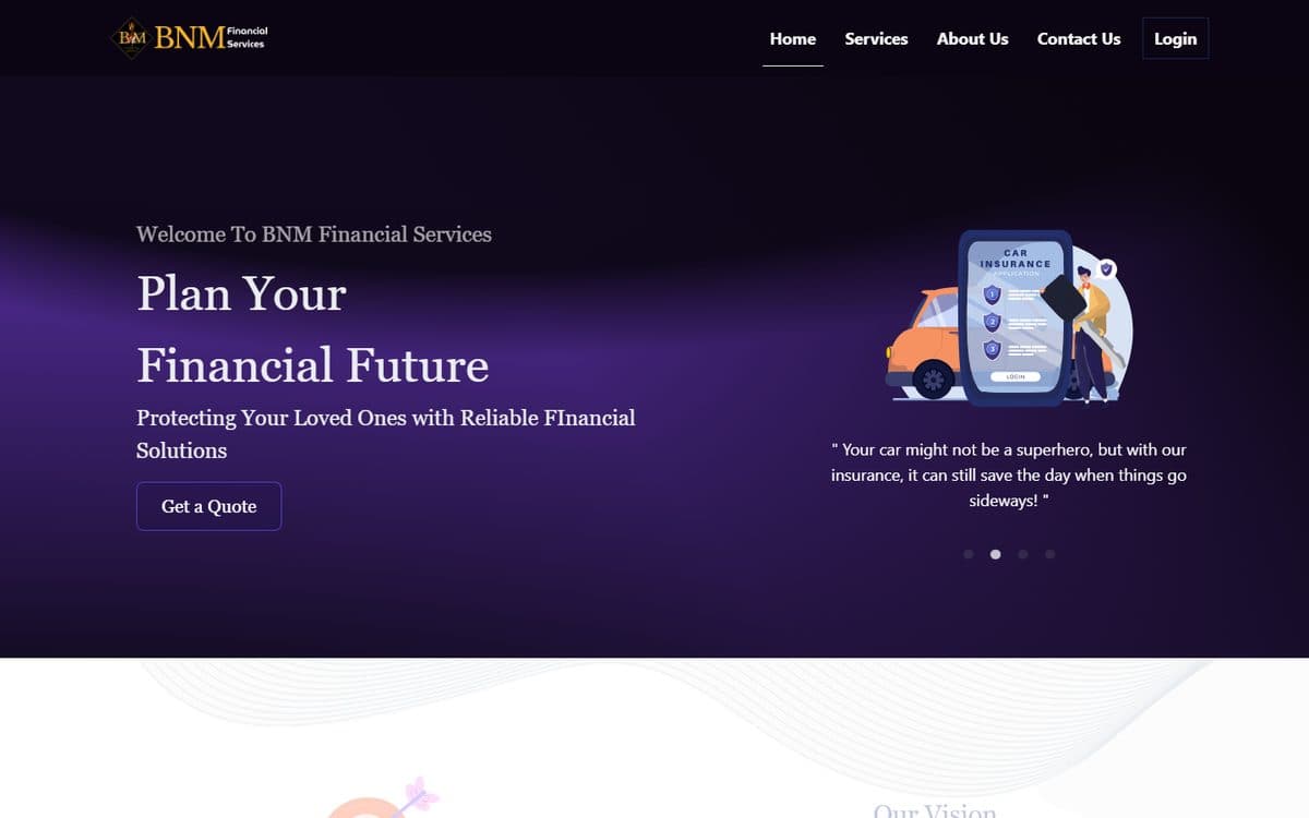 Homepage of bnmfinancialservices.com